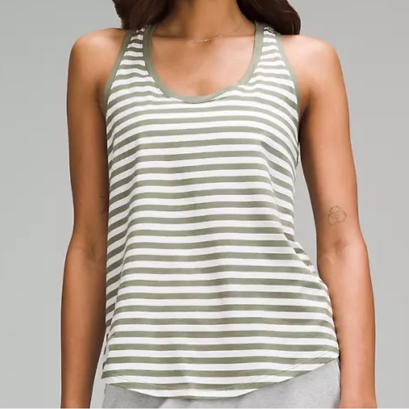 Lululemon Love Tank Top True Stripe Burnside Green White 2 Racerback - Picture 1 of 8